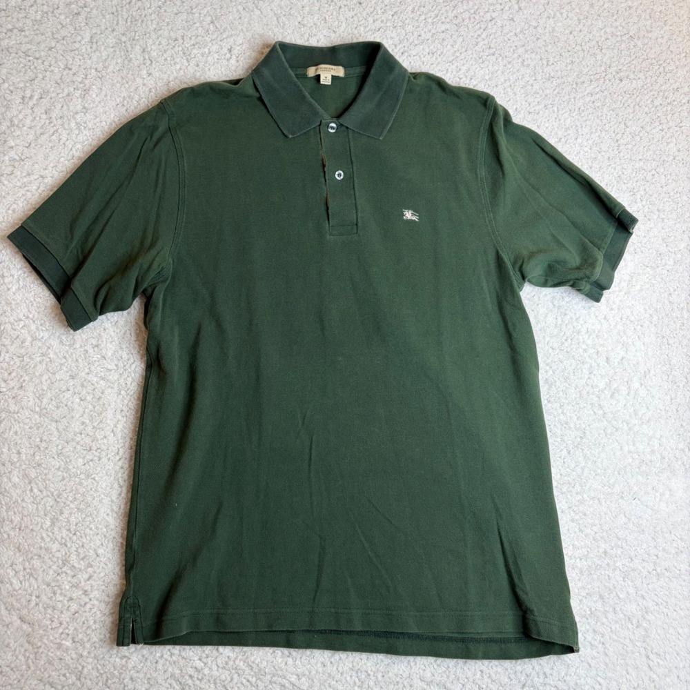 Burberry London Mens Green Pique Polo Shirt Embroidered Knight Logo Size M. - Picture 2 of 8